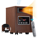 DR-998W - DR. INFRARED HEATER 1500W, Advanced Dual Heating System with Humidifier and Oscillation Fan and Remote Control, Walnut