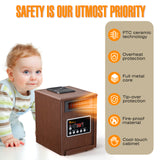 DR-998W - DR. INFRARED HEATER 1500W, Advanced Dual Heating System with Humidifier and Oscillation Fan and Remote Control, Walnut