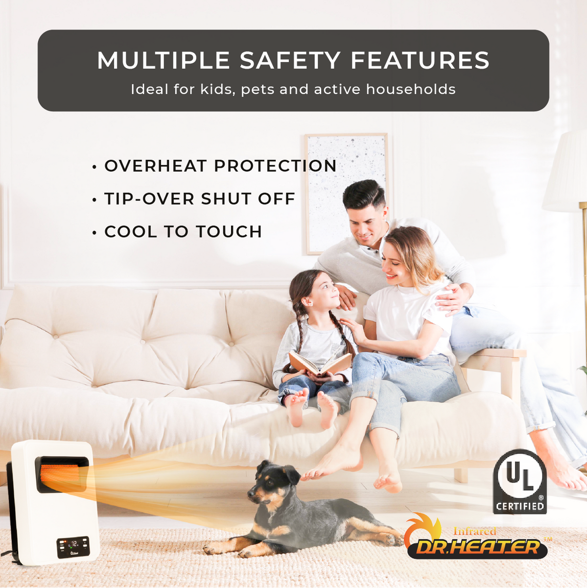 Dr Infrared Heater DR-908 HeatStyle 2-Way Wall Mount or Portable Space –  Dr. Infrared Heater