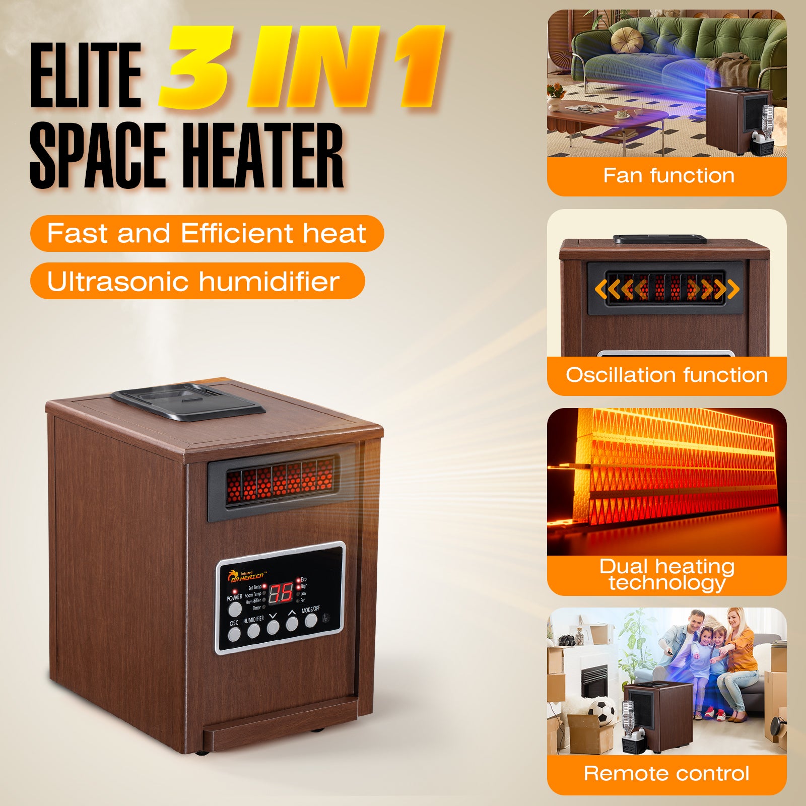 Dr. Infrared Heater Portable Space sale Heater with Humidifier, 1500-Watt