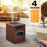 Dr Infrared Heater DR998W, 1500W, Advanced Dual Heating System with Humidifier and Oscillation Fan and Remote Control, Walnut