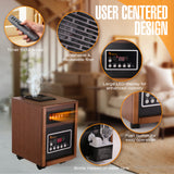 DR-998W - DR. INFRARED HEATER DR-998, 1500W Dual Heating Infrared Space Heater with Humidifier, Oscillation, Remote Control, Thermostat & Safety Protection, Portable with Wheels, Energy Efficient, Walnut