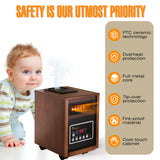 DR-998W - DR. INFRARED HEATER DR-998, 1500W Dual Heating Infrared Space Heater with Humidifier, Oscillation, Remote Control, Thermostat & Safety Protection, Portable with Wheels, Energy Efficient, Walnut