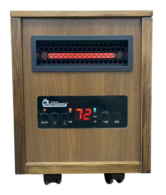 DR-123 - DR. INFRARED HEATER DR-123 Indoor Portable Space Heater with Remote Control, 1500W Dual Heating, 4 Wheels for Mobility, Programmable Timer, Thermostat, Ultra Quiet, Coffee