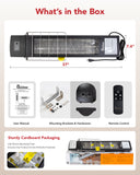DR-298 - DR. INFRARED HEATER DR-298 Freestanding Portable Infrared Space Heater, 1500W Indoor Outdoor Use, Wall/Ceiling Mountable, Remote Control, 3 Heat Settings, Timer, Tip-Over & Overheat Protection, Black