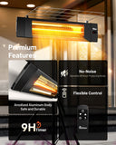 DR INFRARED HEATER DR-338 Carbon Infrared Patio Heater with Tripod, Optional On/Off Tip-Over Protection, Freestanding or Wall-Mounted, Black