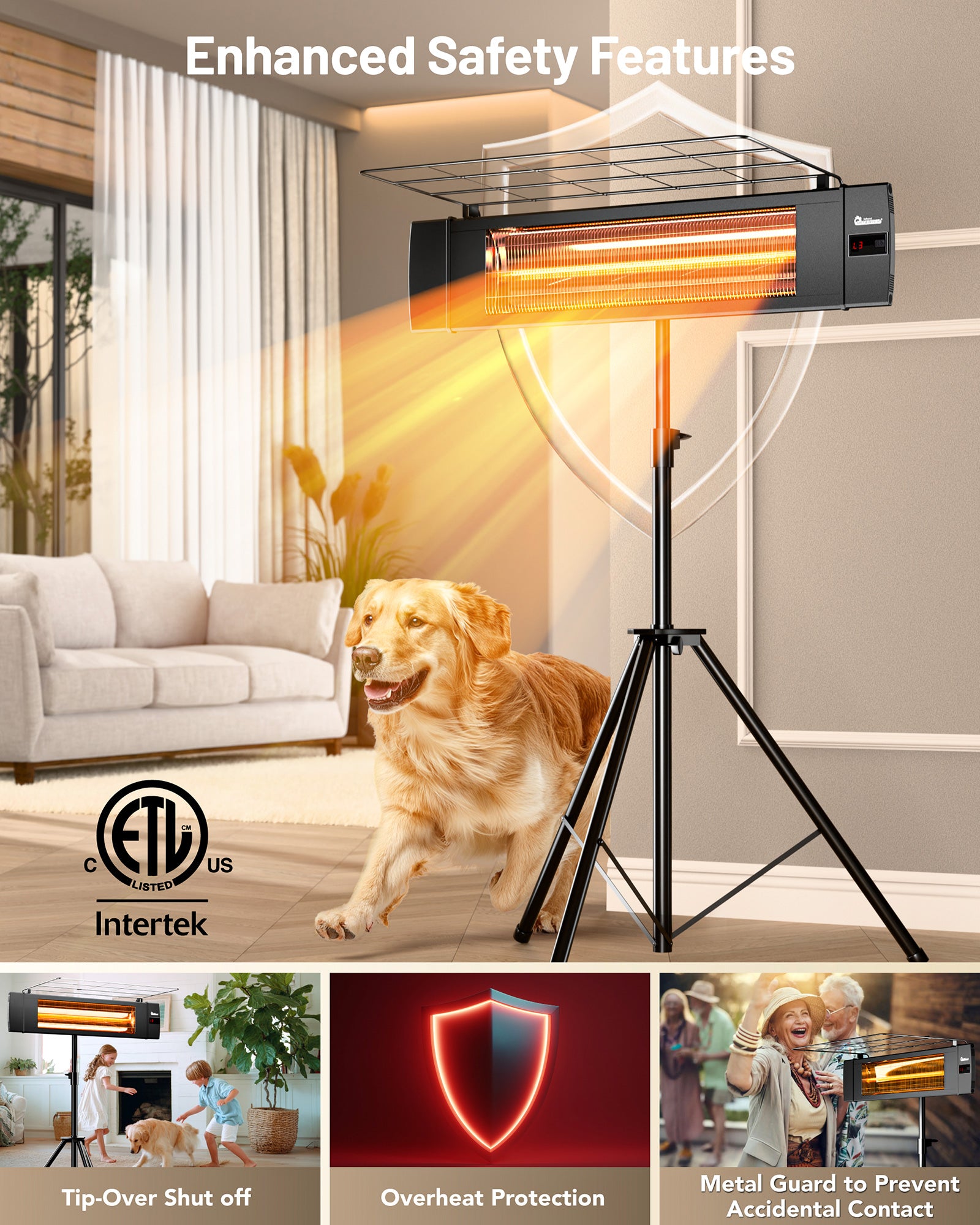 DR INFRARED HEATER DR-338 Carbon Infrared Patio Heater with Tripod
