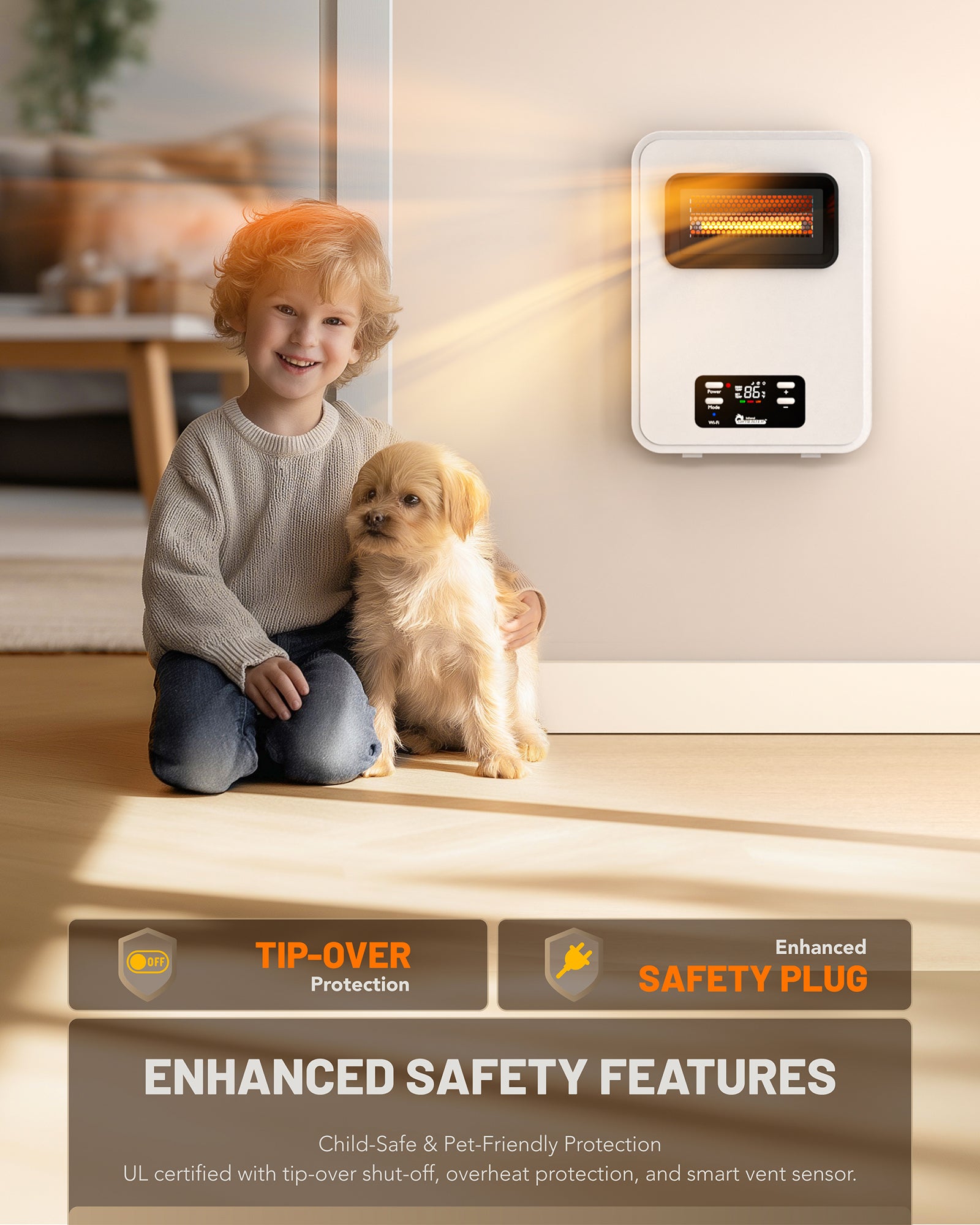 DR-908W - Infrared Heater with WiFi - Wall Heater - Electric