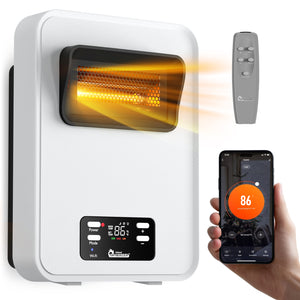 DR-908W - Infrared Heater with WiFi - Wall Heater - Electric Heaters for Indoor Use, Bedroom, Small Room,- Energy Saving 1500 Watt PTC Quartz Heater - Wall Mounted Radiant Heater