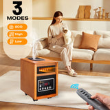 DR-998 - DR. INFRARED HEATER DR-998, 1500W Dual Heating Infrared Space Heater with Humidifier, Oscillation, Remote Control, Thermostat & Safety Protection, Portable with Wheels, Energy Efficient, Cherry
