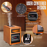 DR-998 - DR. INFRARED HEATER DR-998, 1500W Dual Heating Infrared Space Heater with Humidifier, Oscillation, Remote Control, Thermostat & Safety Protection, Portable with Wheels, Energy Efficient, Cherry