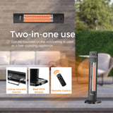 DR-298 - DR. INFRARED HEATER DR-298 Freestanding Portable Infrared Space Heater, 1500W Indoor Outdoor Use, Wall/Ceiling Mountable, Remote Control, 3 Heat Settings, Timer, Tip-Over & Overheat Protection, Black