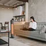 DR-298 - DR. INFRARED HEATER DR-298 Freestanding Portable Infrared Space Heater, 1500W Indoor Outdoor Use, Wall/Ceiling Mountable, Remote Control, 3 Heat Settings, Timer, Tip-Over & Overheat Protection, Black