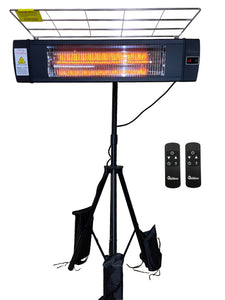 DR INFRARED HEATER DR-338 Carbon Infrared Patio Heater with Tripod, Optional On/Off Tip-Over Protection, Freestanding or Wall-Mounted, Black