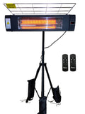 DR INFRARED HEATER DR-338 Carbon Infrared Patio Heater with Tripod, Optional On/Off Tip-Over Protection, Freestanding or Wall-Mounted, Black