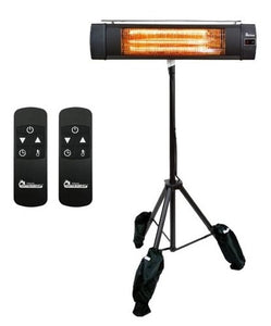 Dr. Infrared Heater DR-368, Indoor/Outdoor 1500W Carbon Infrared Patio Heater with Tripod and Remote Control, Black