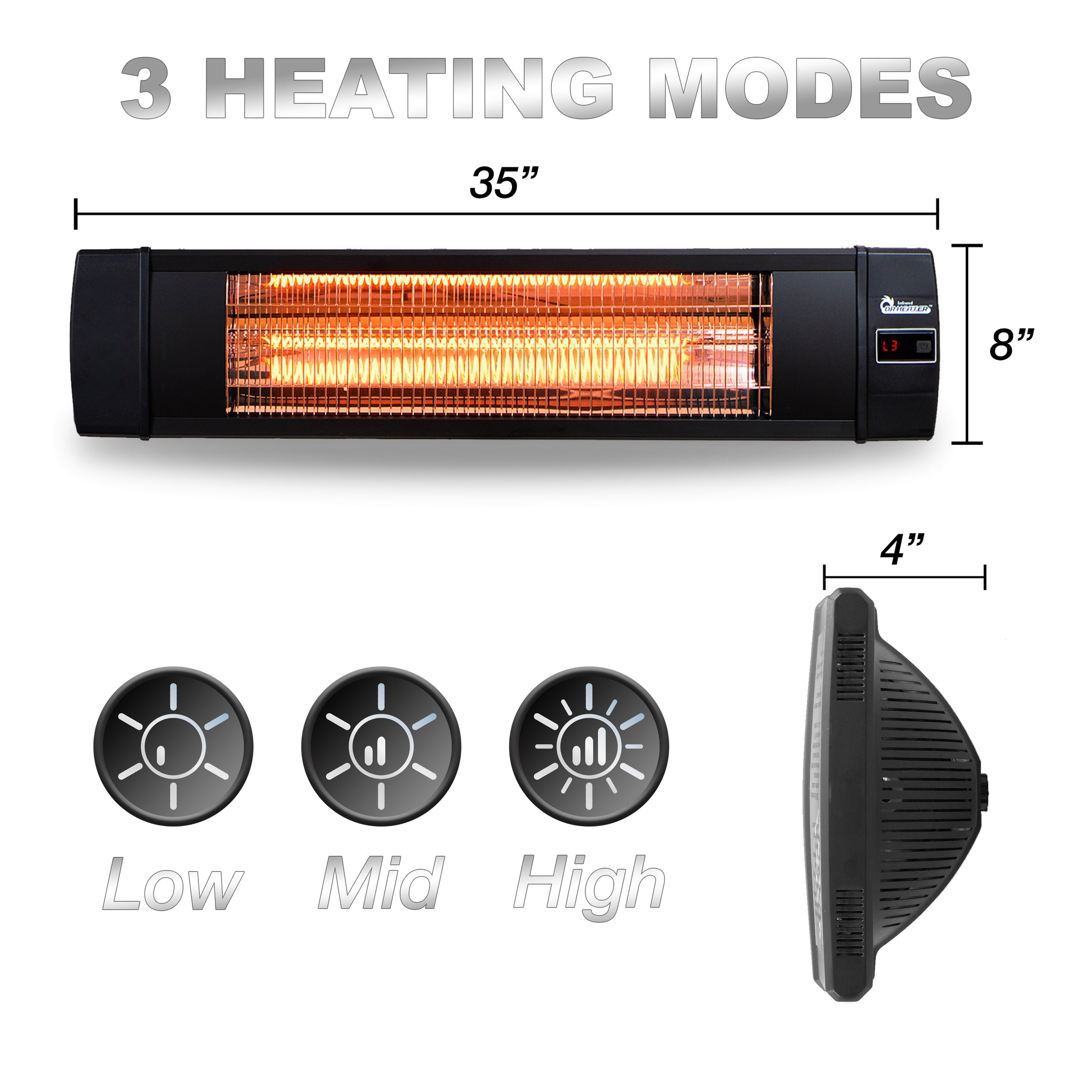 Dr. Infrared Heater 1500W carbon infrared heater indoor outdoor patio garage wall or ceiling Mount with remote, black Dr. Infrared Heater 1500W carbon infrared heater indoor outdoor patio garage wall or ceiling Mount with remote, black
